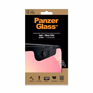 PanzerGlass E2E Microfracture rūdīts stikls iPhone 13 Mini CamSlider antibakteriāls melns
