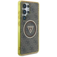 Guess 4G Mirdzošs Trijstūra Pogu Magnētiskais Viedtālruņa apvalks Samsung Galaxy S25 Ultra Brūna