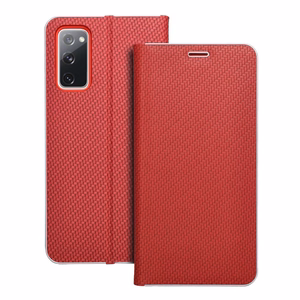 Flip чехол для Samsung S20 FE / S20 FE 5G Luna Book Carbon красный