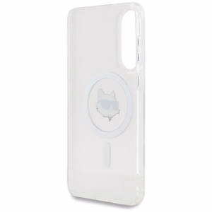 Karl Lagerfeld Button Choupette Head Printed Logo MagSafe Case for Samsung Galaxy S25 Edge - White
