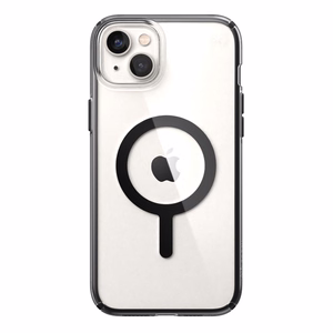 Speck Presidio Perfect-Clear with Impact Geometry + MagSafe vāciņš ierīcei iPhone 15 Plus / 14 Plus, ar Microban pretmikrobu aizsardzību, “Clear / Black” krāsu kombinācija