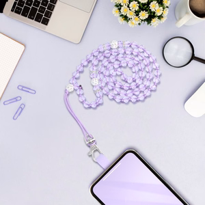 CRYSTAL DIAMOND tālruņa siksniņa, tālruņa piekariņš / auklas garums 74 cm (37 cm cilpā) / uz kakla – violets