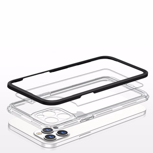  Skaidrs 3in1 vāciņš iPhone 12 Pro Max ar melno rāmi želejas pārklājums