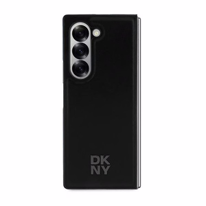 DKNY Magnētiskais vienkāršs ādas metāla apvalks ar logotipu Samsung Galaxy Z Fold 6 - melns