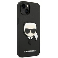 Karl Lagerfeld Saffiano Karl's Head Patch viedtālruņa apvalks iPhone 14 Plus - melns