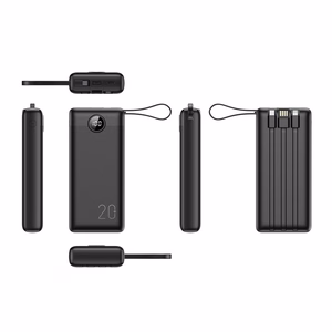 VEGER Portatīvais lādētājs 20000 mAh ar iebūvētu kabeli Micro USB / Type C / Lightning C20 (W2047 / W2059) melns