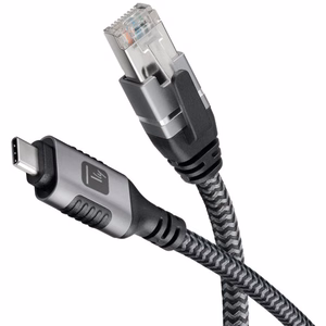 Techly ICOC U3C-RJ45-010 tīkla kabelis Sudrabs, Melns 1 m Cat6 F/UTP (FTP)