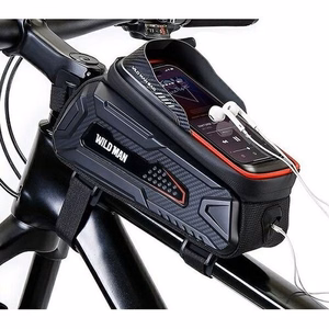 WILDMAN ceļojumu soma velosipēda rāmim ar rāvējslēdzēju, 2L (4 "- 7"), M30, melna