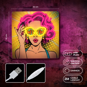 Neon ART LED POWER WOMAN yellow-purple FLA02 Forever Light