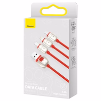 Baseus kabelis Tīģera gads 3 vienā - USB uz Type C, Lightning, Micro USB - 3,5A 1,2 metri (CASX010009) sarkans