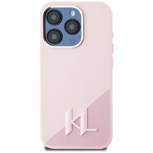 Karl Lagerfeld Silikonais Shadow Metal Initial MagSafe viedtālruņa apvalks iPhone 15 Pro Max rozā