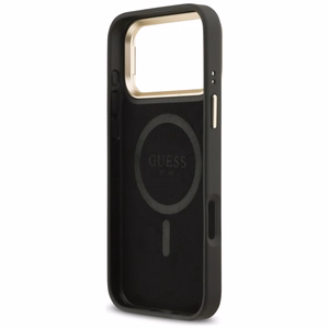 Guess 4G PU Triangle Logo & Stand Camera Magsafe чехол iPhone 17 Pro Max - черный