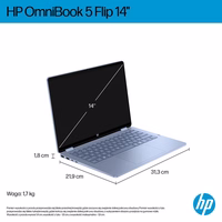 HP OmniBook 5 Flip 14-fp0004nw Core 5 120U 14"2K Touch IPS 300nits 16GB LPDDR5 5200 SSD512 Intel Graphics Cam 1080p 68Wh Win11 zils Sky 2Y