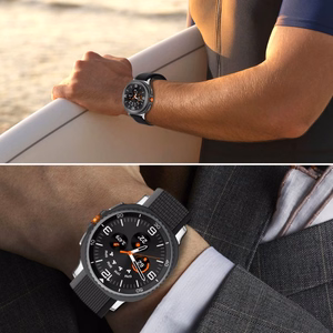 Tech-Protect Nylon Stripe ремешок для Samsung Galaxy Watch 40/44/46 mm — черно-оранжевый