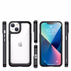 Outer Space viedtālruņa apvalks iPhone 14 Plus ciets vāciņš ar gēla rāmi melns