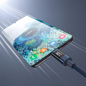 Choetech XCC-1068 PD 60W USB-C - USB-C kabelis ar displeju 1.2 m - zils
