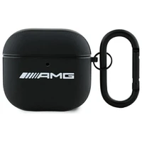 AMG ādas balts logotips viedtālruņa apvalks AirPods 4 - melns / balts