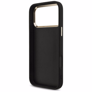 Guess PU Leather 4G Metal Logo Gold Frame vāciņš Apple iPhone 18 Pro Max, melns