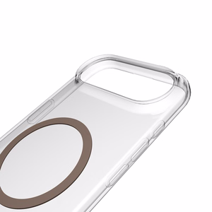 Puro Lite Mag TPU+PC magnētiskais viedtālruņa apvalks iPhone 17 Air - caurspīdīgs ar brūnu gredzenu