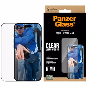 PanzerGlass īpaši plats EasyAligner rūdītais aizsargstikls iPhone Air viedtālrunim