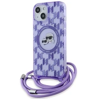 Karl Lagerfeld IML Crossbody Monogram Karl & Choupette Head Magnētiskais viedtālruņa apvalks iPhone 15 / 14 / 13 - violets