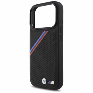 BMW M trīskrāsu metāla logotipa magnētiskais viedtālruņa apvalks iPhone 17 Pro - melns