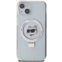 Karl Lagerfeld KLHMP15MHMRSCHH iPhone 15 Plus 6.7" balts/balts cietais apvalks ar gredzena statīvu Choupette Head Magnētiskais