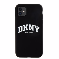 DKNY Šķidrs silikona balts drukāts logotips magnētiskais viedtālruņa apvalks iPhone 11/Xr - melns