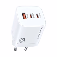Wozinsky CGWCW 65W GaN sienas lādētājs USB-A / 2 x USB-C - balts