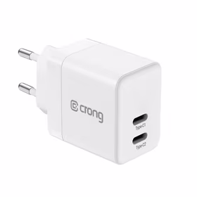 Crong Ultra Compact GaN - tīkla lādētājs 2x USB-C 35W PD 3.0 with PPS (balts)