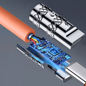 USB kabelis Dudao L24CL (180' stūris) Oranžs Type-C / Lightning 100cm (līdz 30W)