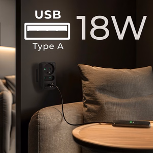 Maclean MCE249 F/B – elektrības kontaktligzdu sadalītājs, 2 kontaktligzdas, 4 USB porti: 2×USB-A un 2×USB-C PD 20 W, 1×16 A + 1×6 A