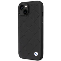 Viedtālruņa apvalks BMW BMHCP14S22RQDK iPhone 14 6.1" melna/melna Ādas Stepēts