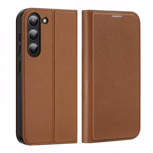 Dux Ducis Skin X2 viedtālruņa apvalks Samsung Galaxy S23+ atverams apvalks ar maku un statīvu brūns