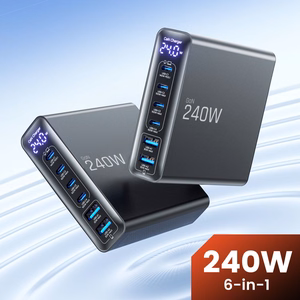 Tech-Protect DC240W-GAN 6 portu galda lādētājs PD 240W / QC3.0 melns