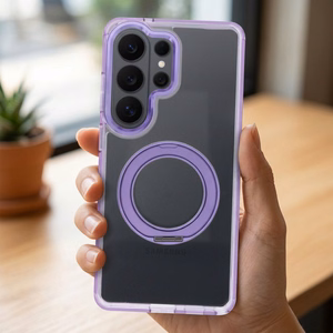 Case for Samsung A57 Frame Circle Stand compatible with MagSafe purple