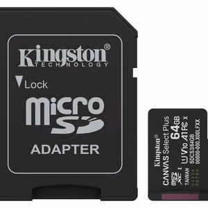 Atmiņas karte Kingston microSD 64GB Canvas Select+ G3 150MB/s Adapt (f)
