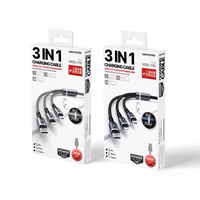 WEKOME WDC-119 Fython Series - 3-in-1 USB-A to Lightning + USB-C + Micro USB PD Connecting kabelis 1.2 m (sudrabs)