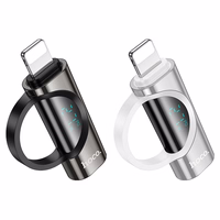 Adapteris Lightning uz USB-C Hoco PD 2,4A 27W ar digitālo indikatoru UA32B sudraba krāsā