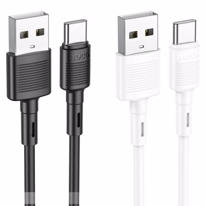 Hoco X83 USB-A – USB-C kabelis Cable USB A to USB C Hoco 3A 1 m X83, melns, 1 m, 3A