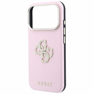 Guess Smooth & Big Strass Logo vāciņš iPhone 18 Pro / 17 Pro – rozā