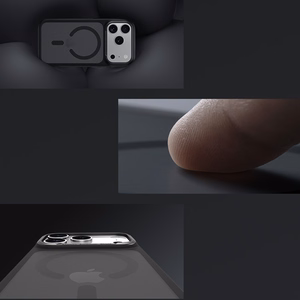 Benks Magnetic Mist maciņš ar metāla rāmi (C.K.FF.AP.BK.0072) iPhone 18 Pro/17 Pro, melns, ar kameras vadības pogu