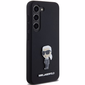 Karl Lagerfeld Silikona Ikonik Metal Pin viedtālruņa apvalks Samsung Galaxy S24 - melns