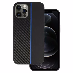 Tel Protect CARBON maciņš iPhone 12 Pro Max, melns ar zilu svītru