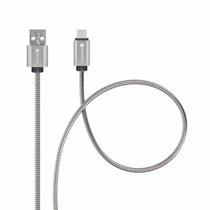 FORCELL F-ENERGY Metal C234 kabelis USB-A uz Type-C QC3.0 66W 1 m sudrabains