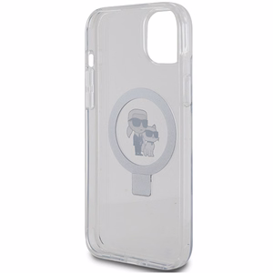 Karl Lagerfeld KLHMP15MHMRSKCH iPhone 15 Plus / 14 Plus 6.7" balts/balts cietais apvalks Gredzena statīvs Karl&Choupette MagSafe