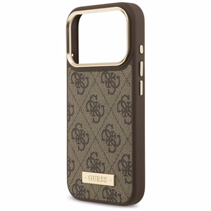 Guess 4G Logo Plate Magnētiskais apvalks iPhone 17 Pro - brūns