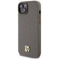 DKNY Ādas raksts metāla logotips Magnētiskais viedtālruņa apvalks iPhone 15 / 14 / 13 - brūna