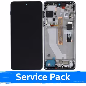 LCD Displejs Saderīgs ar Motorola Edge 20 Pro XT2153 Ar Frame / Zils Vegan Leather / (Service Pack)