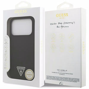 Guess Чехол для iPhone 17 Pro совместимый с MagSafe GUHMP17LSCTRLMK (Silicone W/ Triangle Logo) чёрный